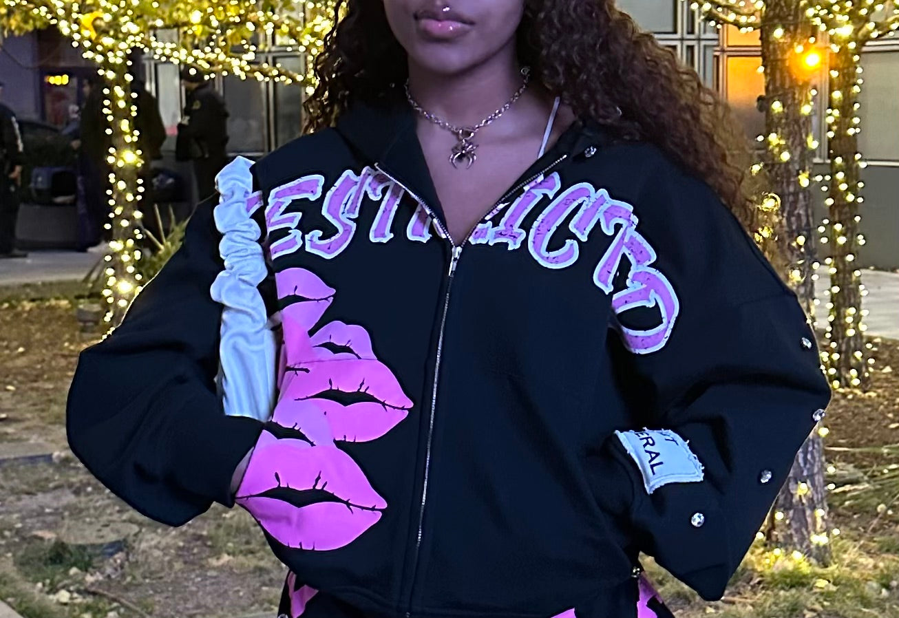 Rhinestone zip up